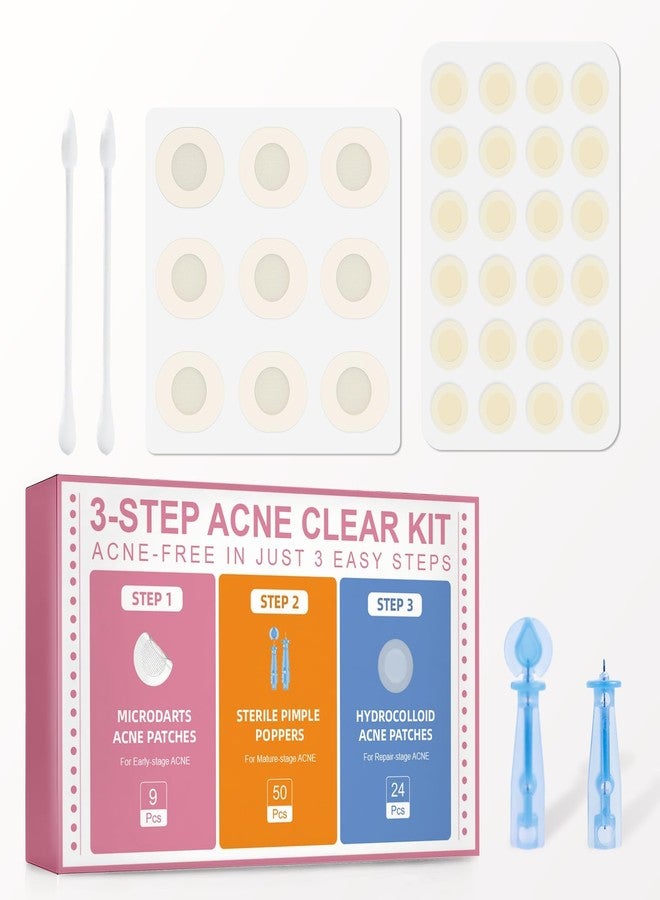 Vathery Pimple Patches Set with Microdart Pimples Patche and Hydrocolloid Patch – 3-Step Acne Kit for Fast Blemish Removal, Blackhead Extractor Tools, Zit Patches for Face - Image 1